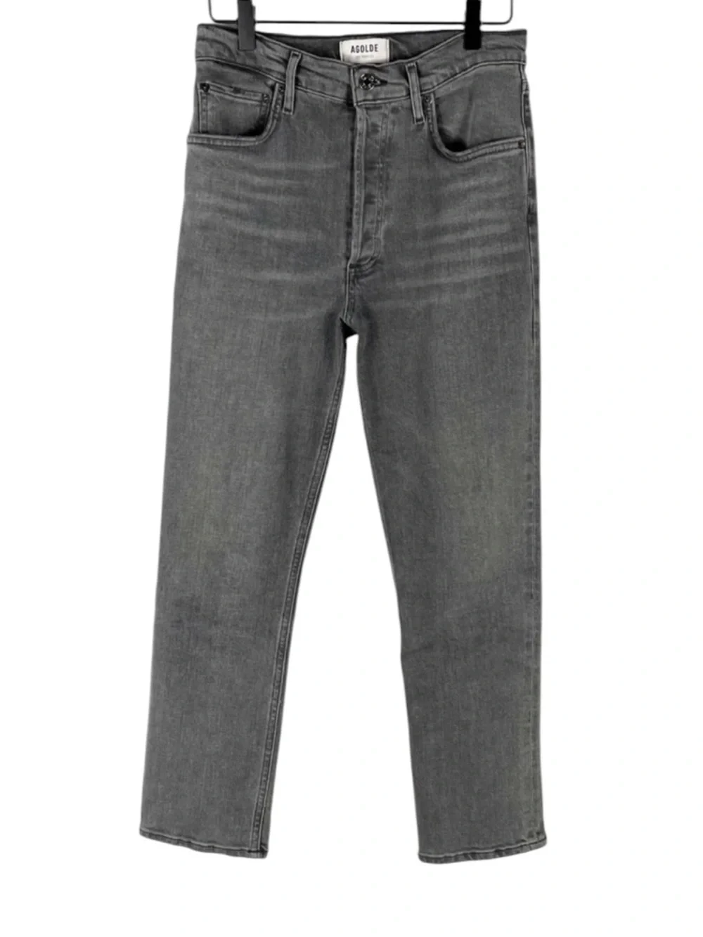 Agolde Riley Jeans Gray Button Fly Ankle Cropped High Rise Straight
Leg Sz 28 - Picture 3 of 7